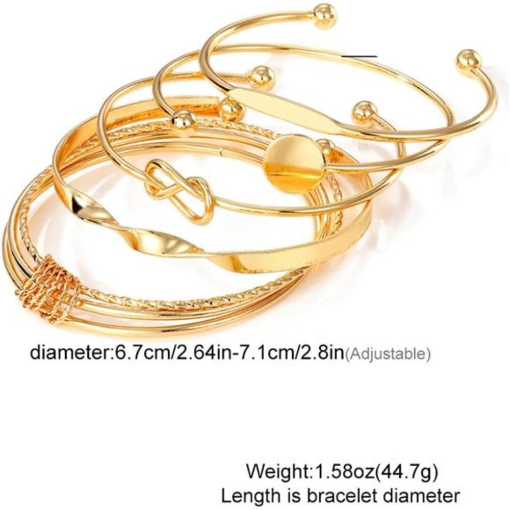 14k Plated Multi Layer Set Boho Textured Indian P… - image 7